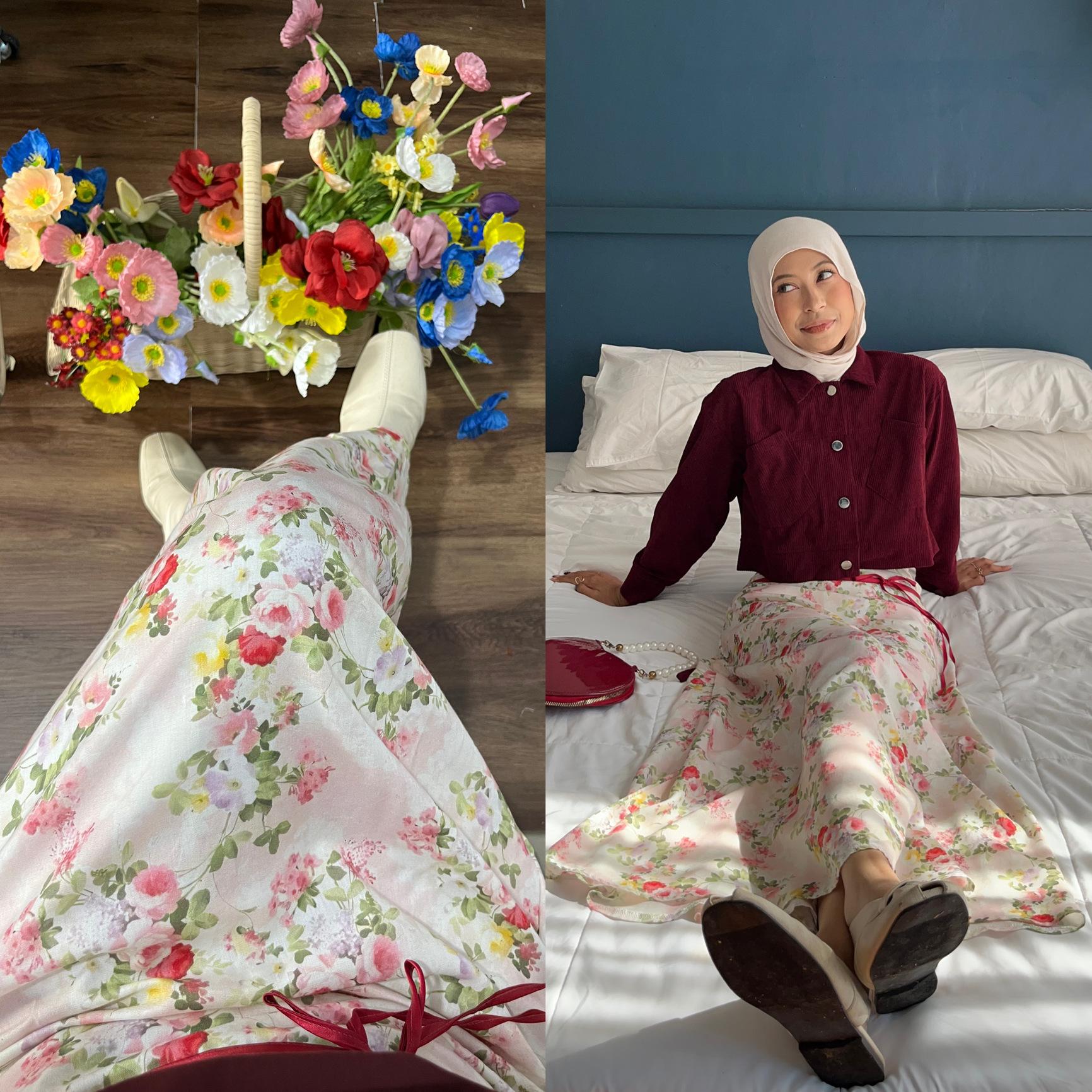 RIBBON FLORAL SKIRT