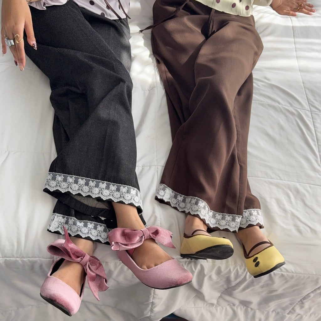 LUCY DENIM LACE HIGHWAIST PANTS