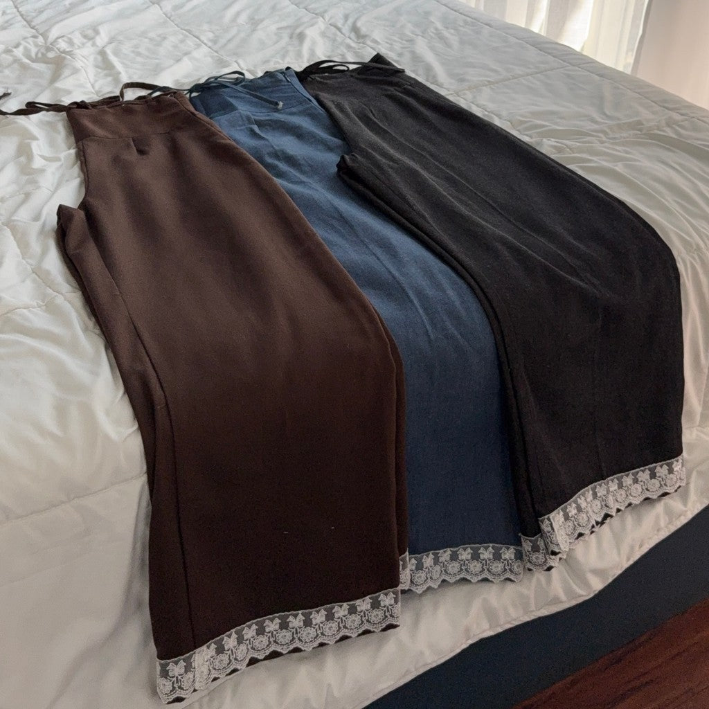 LUCY DENIM LACE HIGHWAIST PANTS